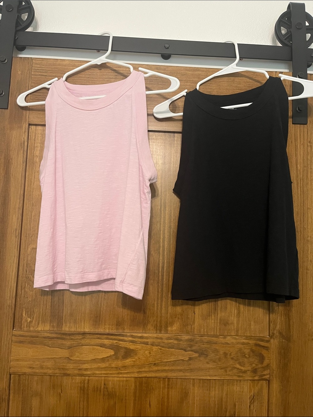 J. Crew Sleeveless Tank Duo in Light Pink and Black Organic Cotton 100%